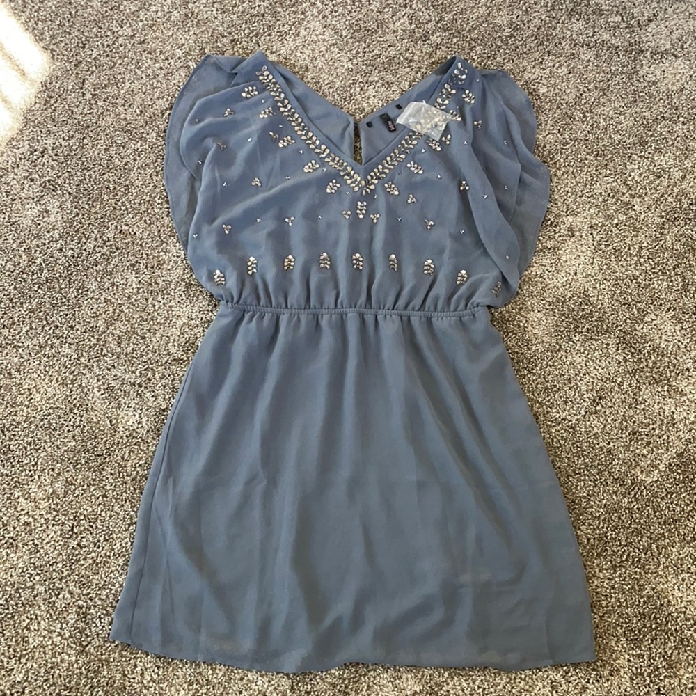 NWT grey blue colored sequin dress size large l